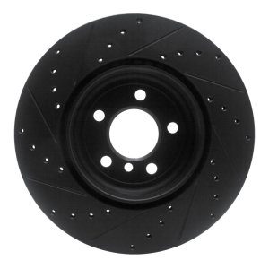 BMW 535I GT xDrive Brake Rotor (1) - Rear Right - R1 Concepts - Drilled & Slotted - Black - `10-`19